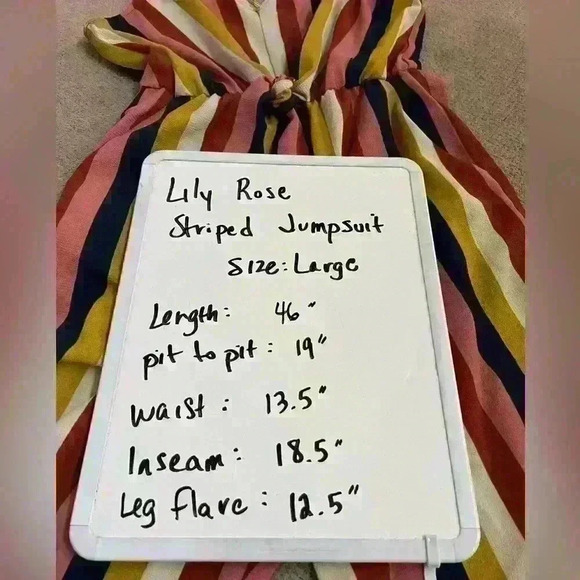 Lily Rose Women’s Striped, Wide Leg, Cropped Jumpsuit Romper - Picture 11 of 11